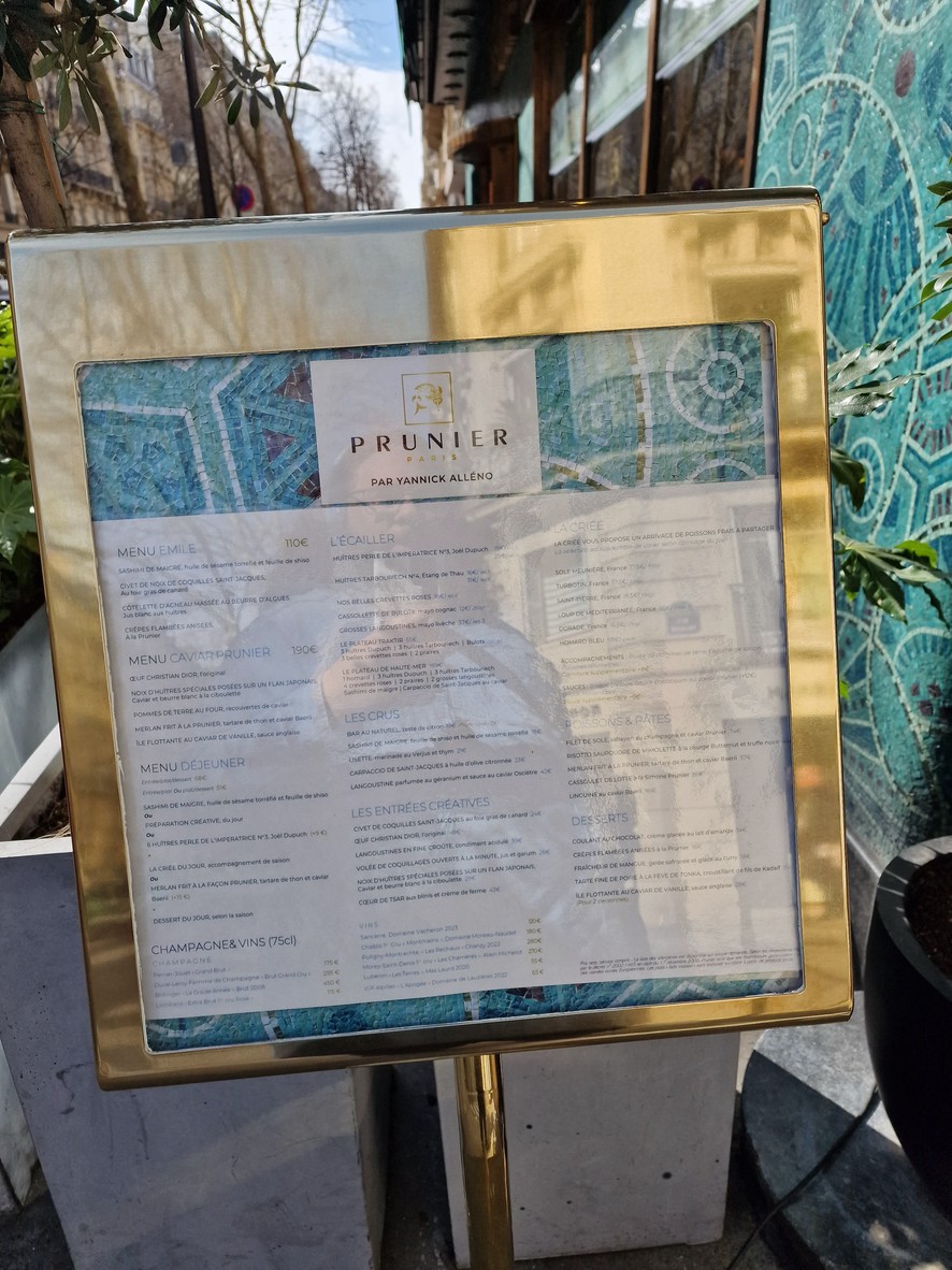 Prunier menu 1