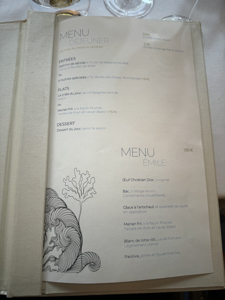 Prunier menu 2
