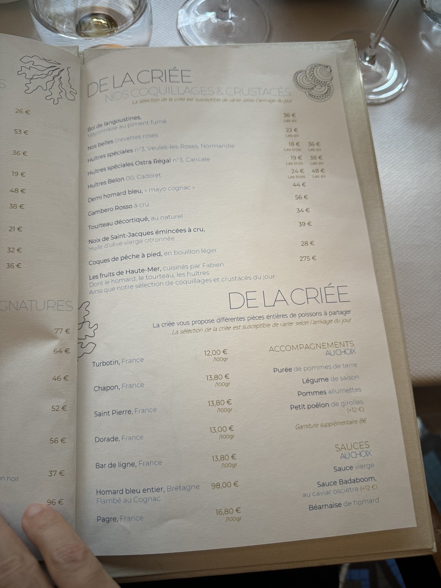 Prunier menu 4
