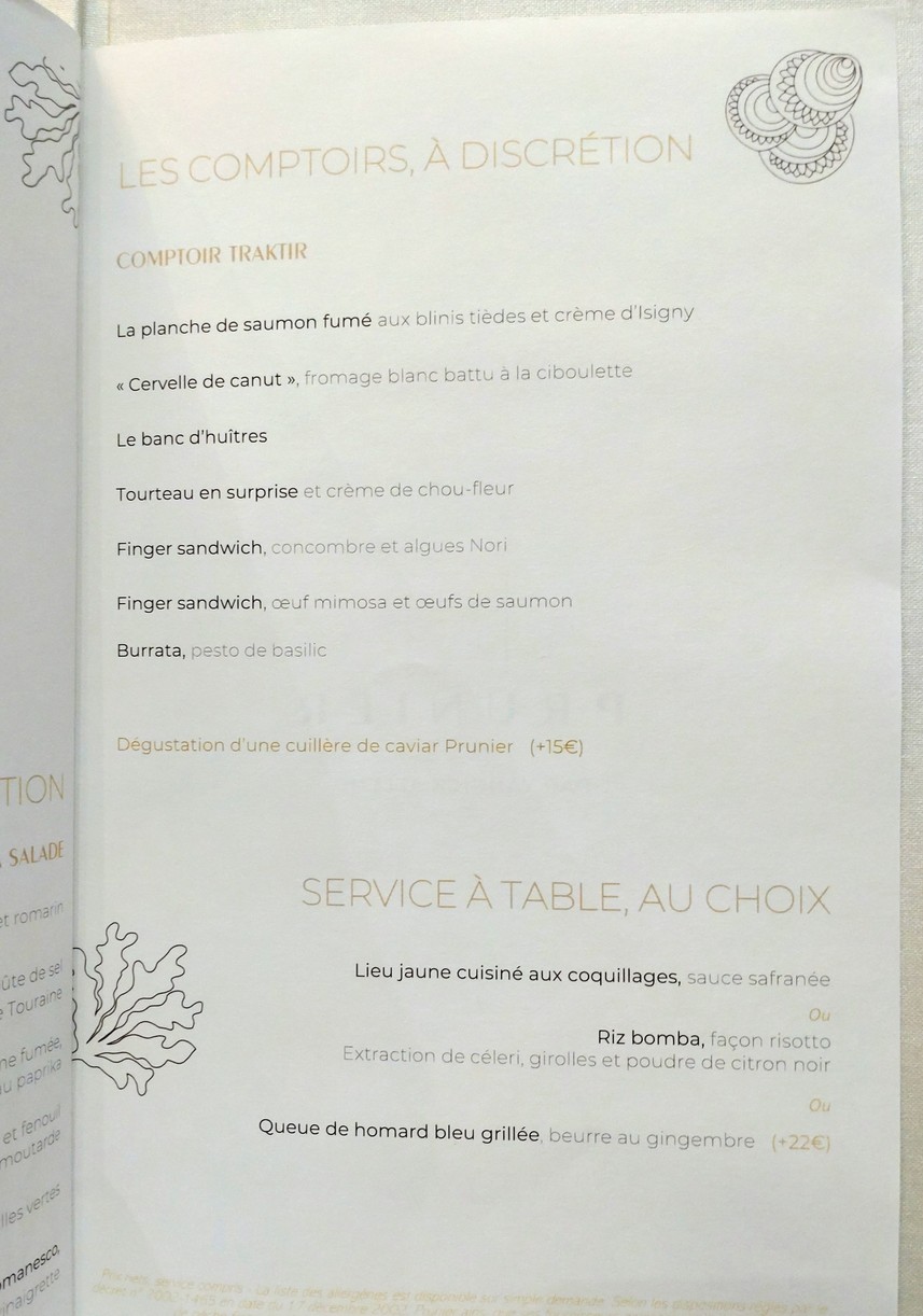 Prunier menu 6
