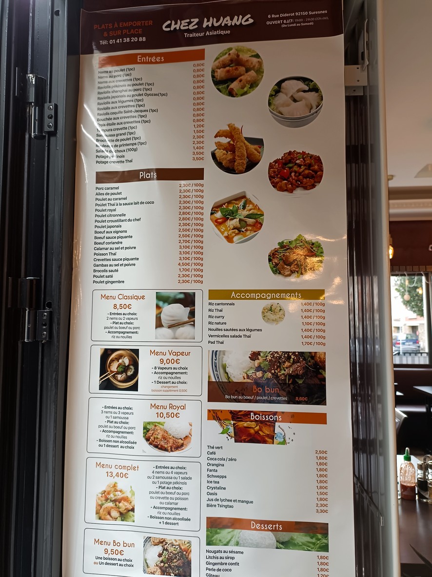 Chez Huang menu 1