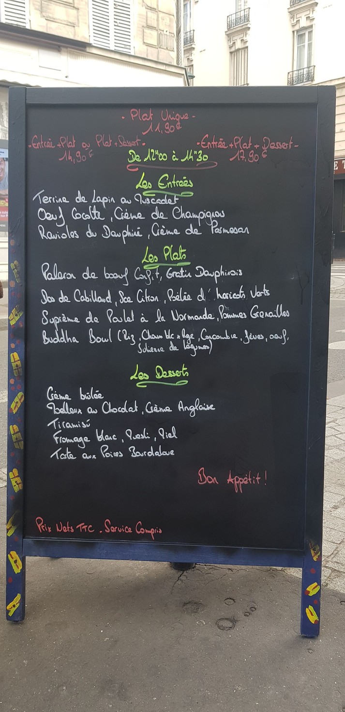 Chez François menu 2