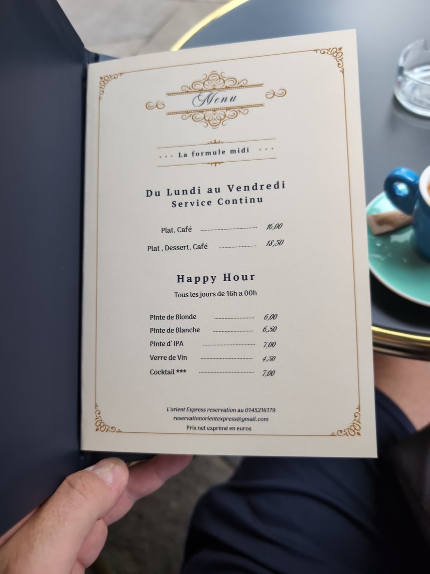 L’orient express menu 1