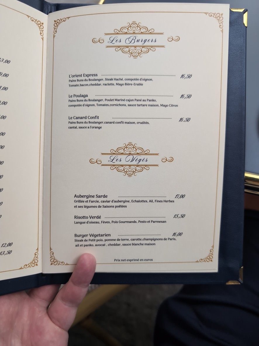 L’orient express menu 3