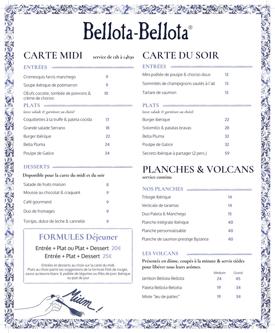 Bellota-Bellota menu 1