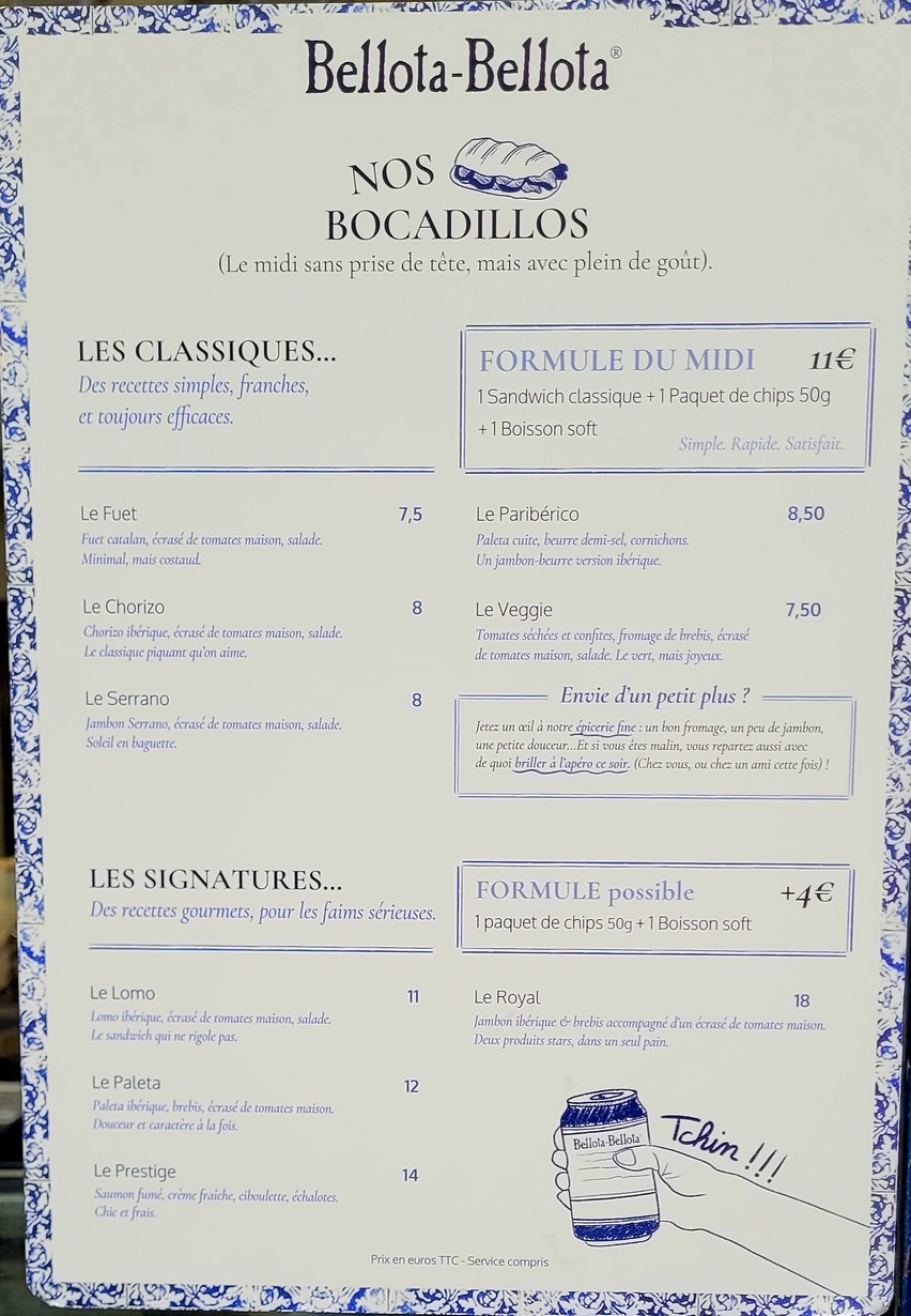 Bellota-Bellota menu 2