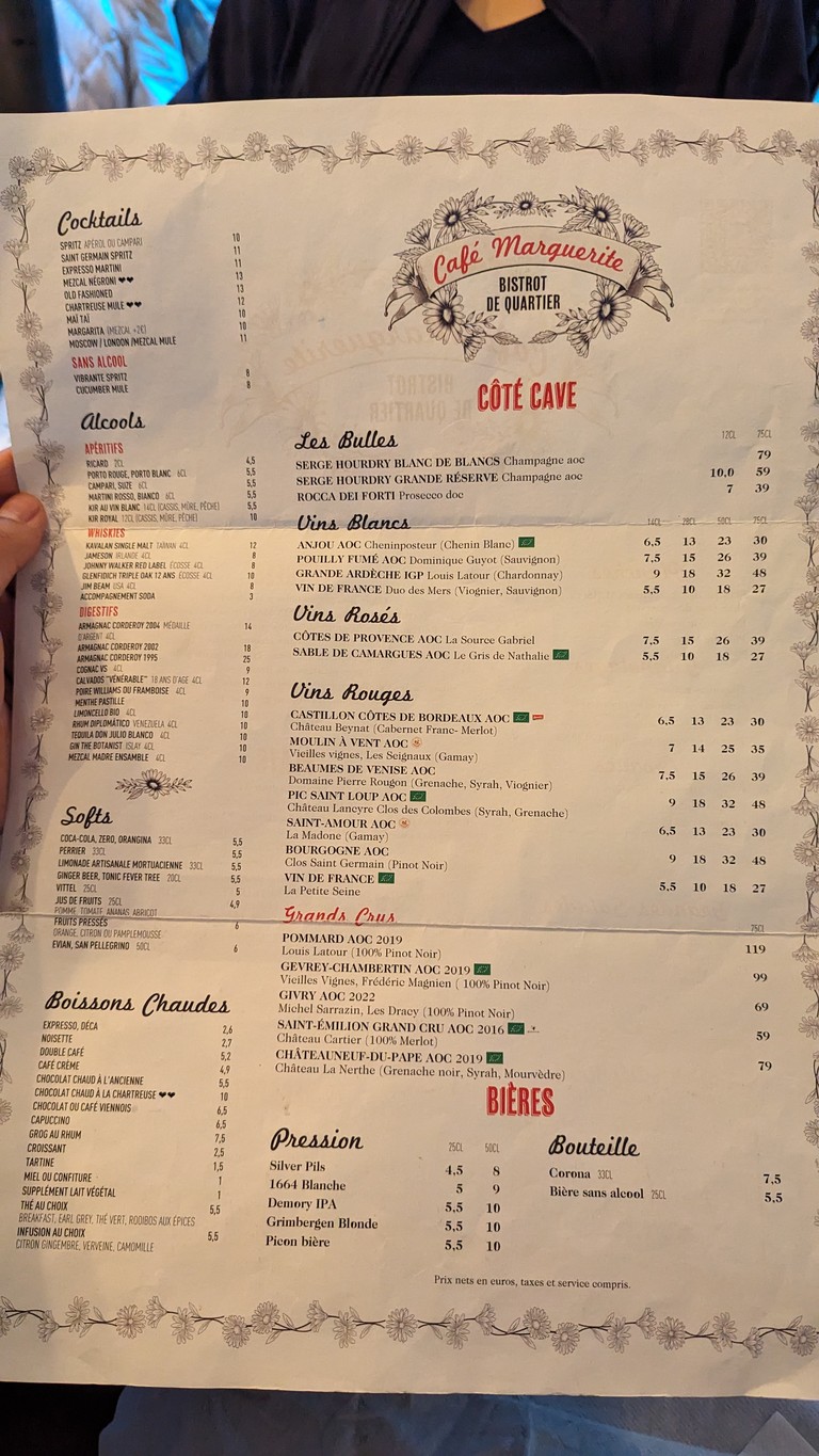 Café Marguerite menu 2