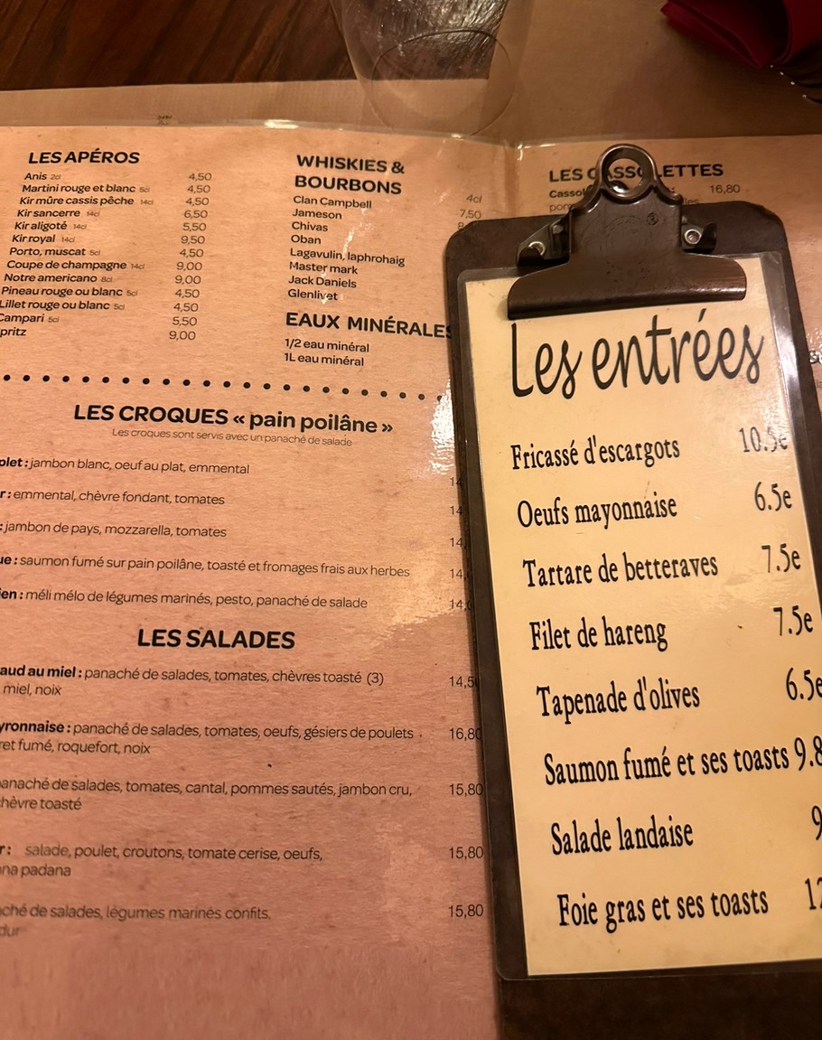 Cave La Bourgogne menu 1