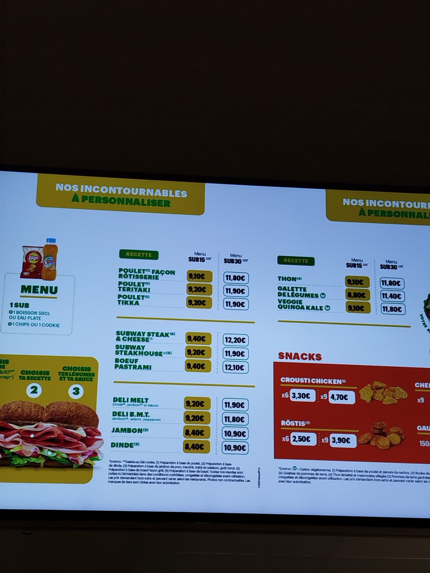 Subway menu 2