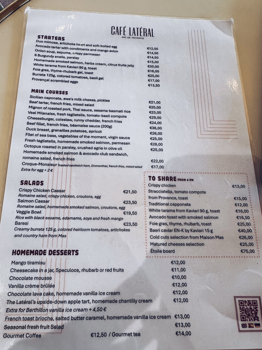 Café Latéral menu 1