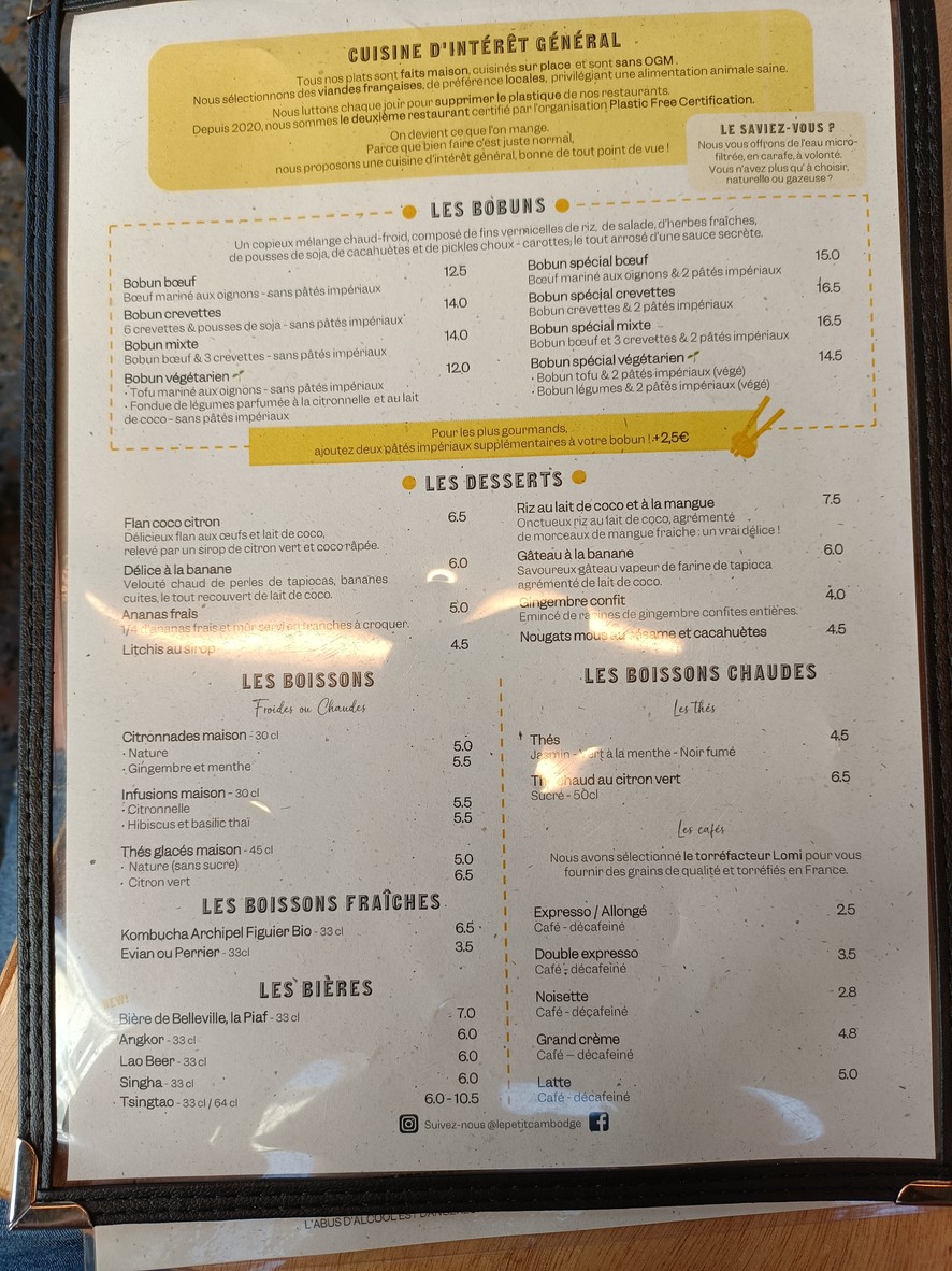 Le Petit Cambodge menu 2