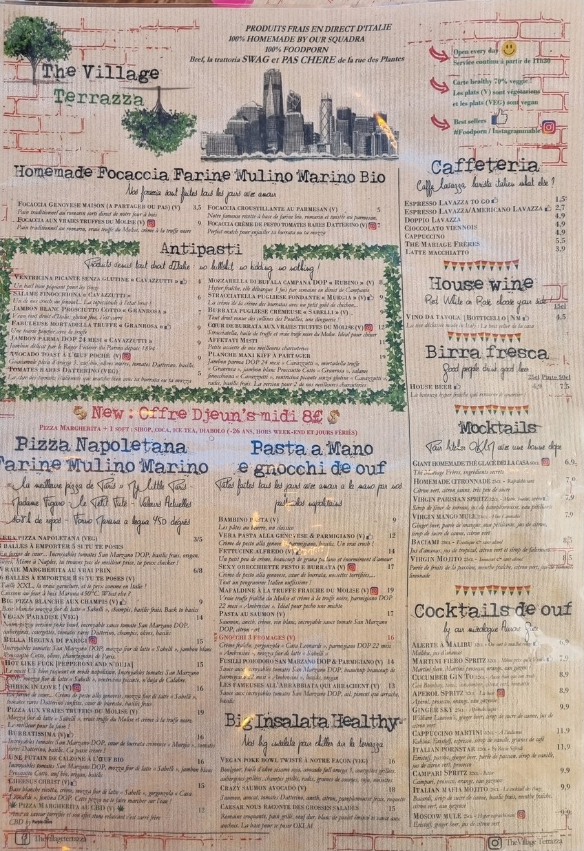 The Village Terrazza menu 2