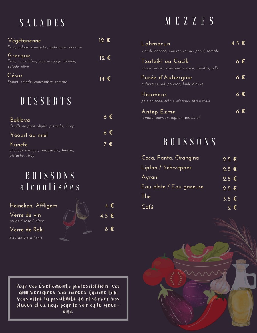 Lolo Cuisine Mésopotamienne menu 2
