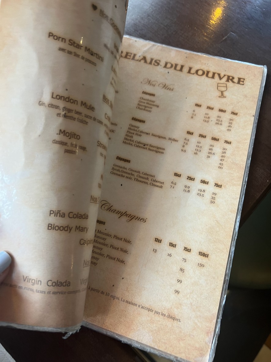 Le Relais du Louvre menu 2