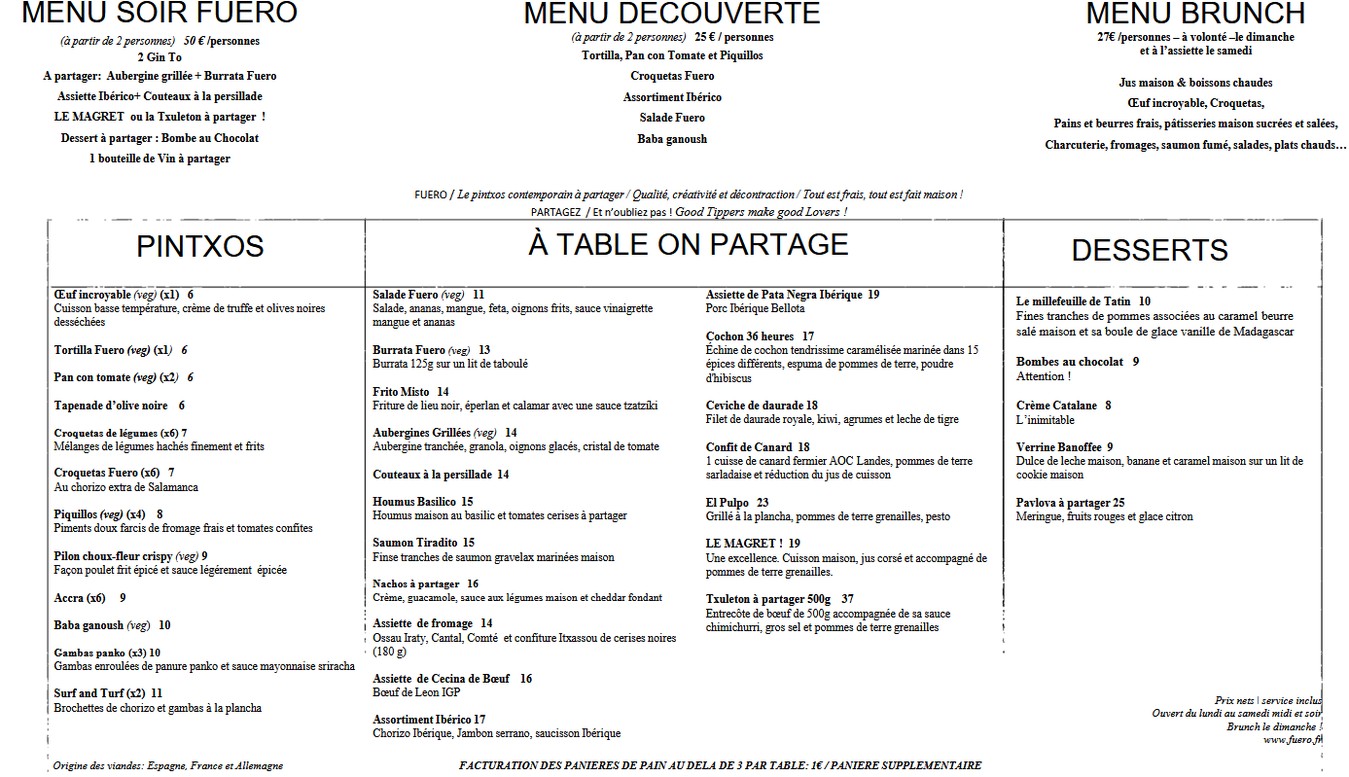 Fuero menu 1