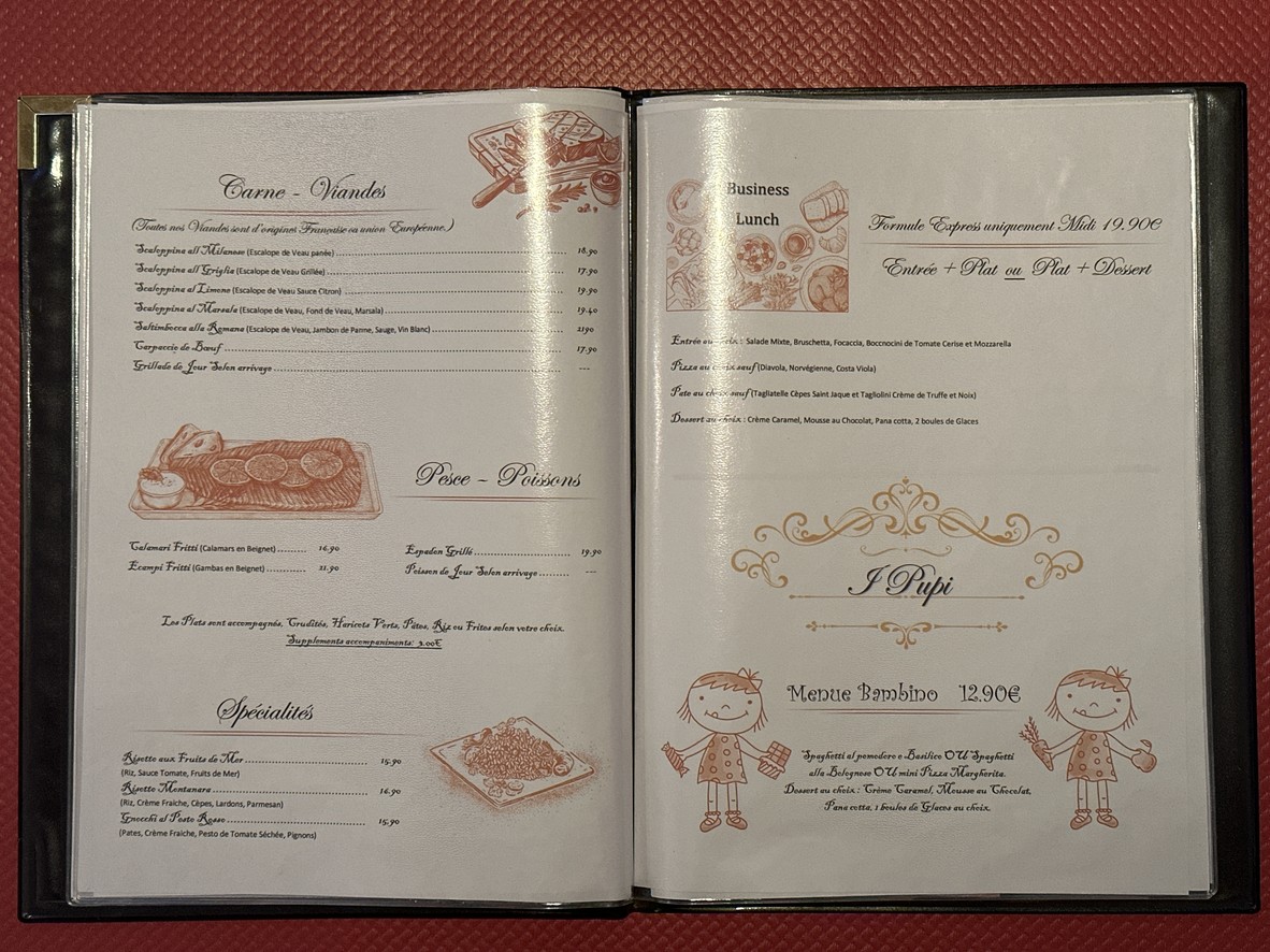 I PUPI menu 3