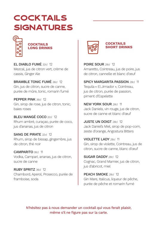 Le Rouge Limé menu 2