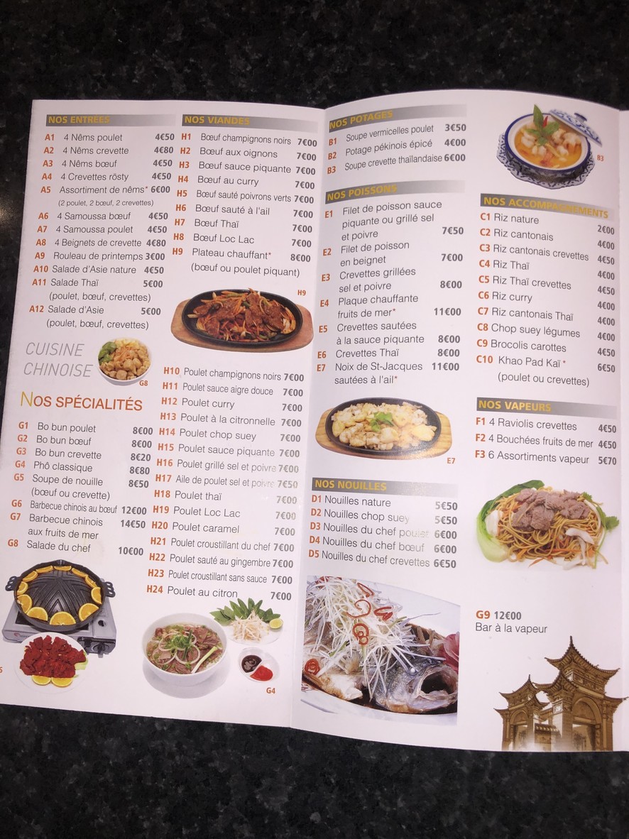Resto D'Asie Miao menu 1