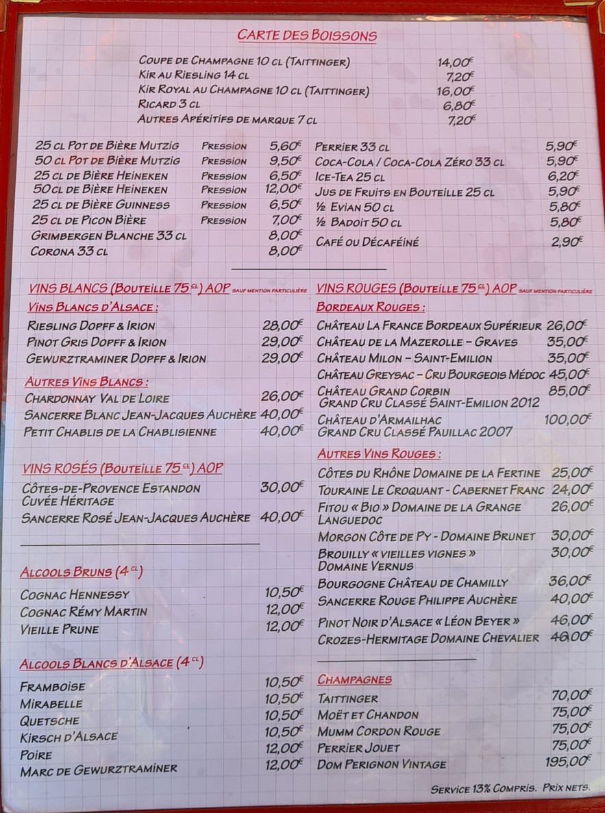 La Brasserie de l'Isle Saint-Louis menu 2