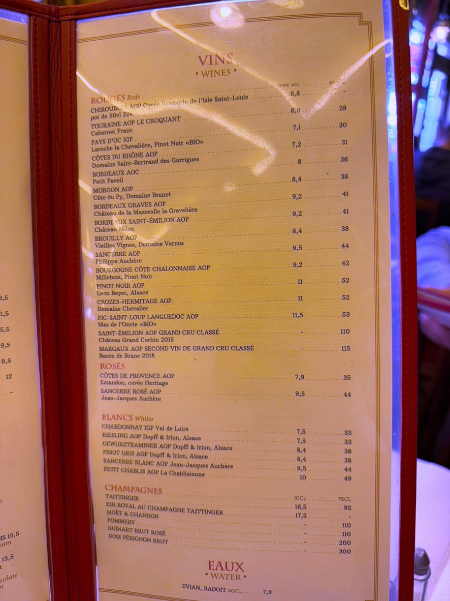 La Brasserie de l'Isle Saint-Louis menu 3