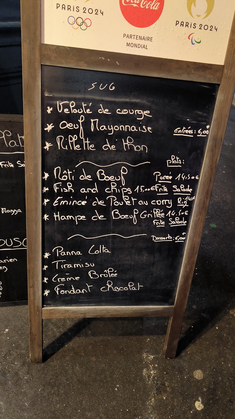 Restaurant les moulins Pantin menu 2