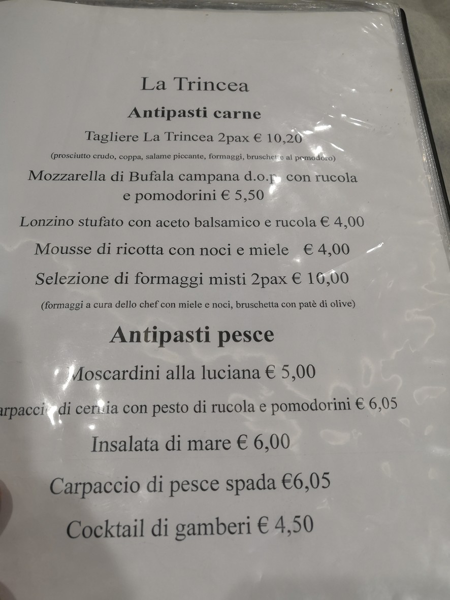 Ristorante La Trincea menu 1
