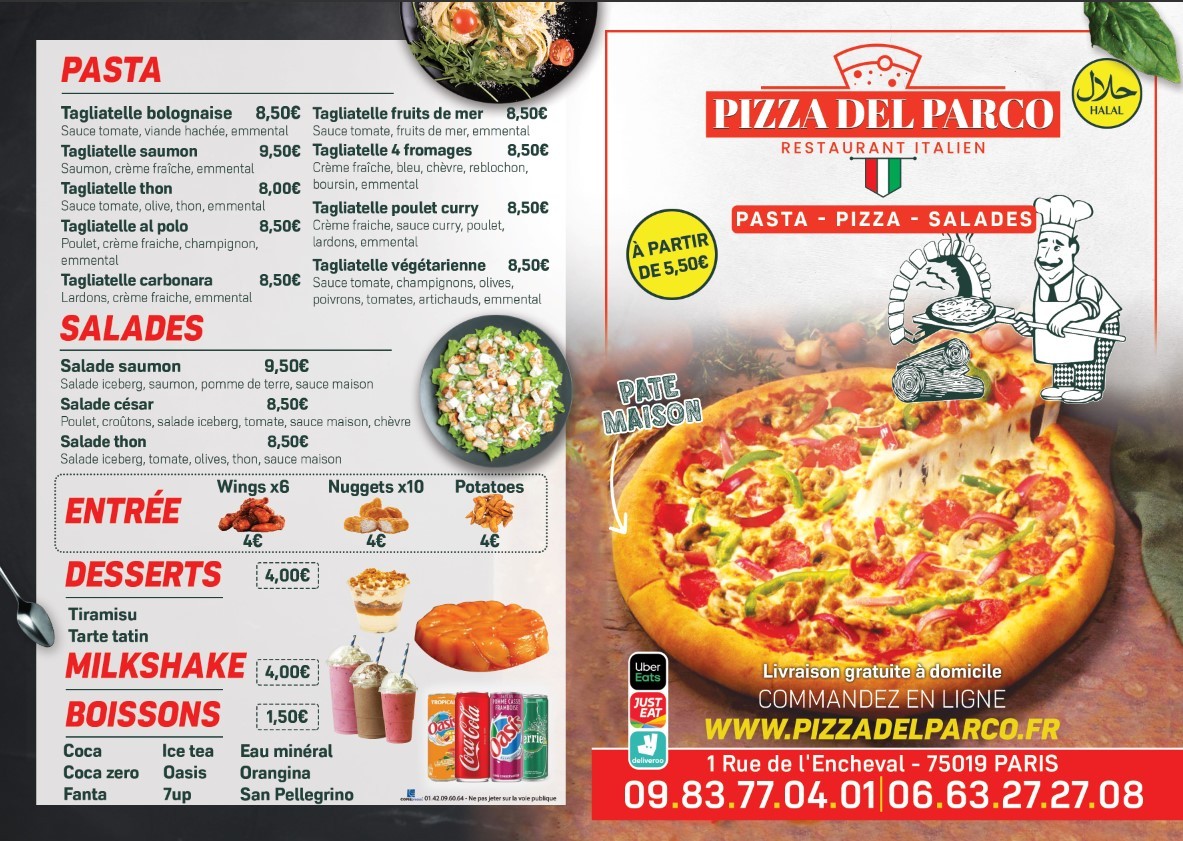 Pizza del parco menu 2