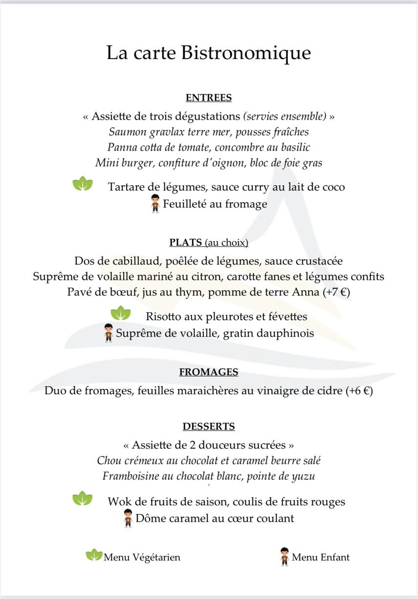 Eiffel Croisières - Péniche Ivoire menu 1