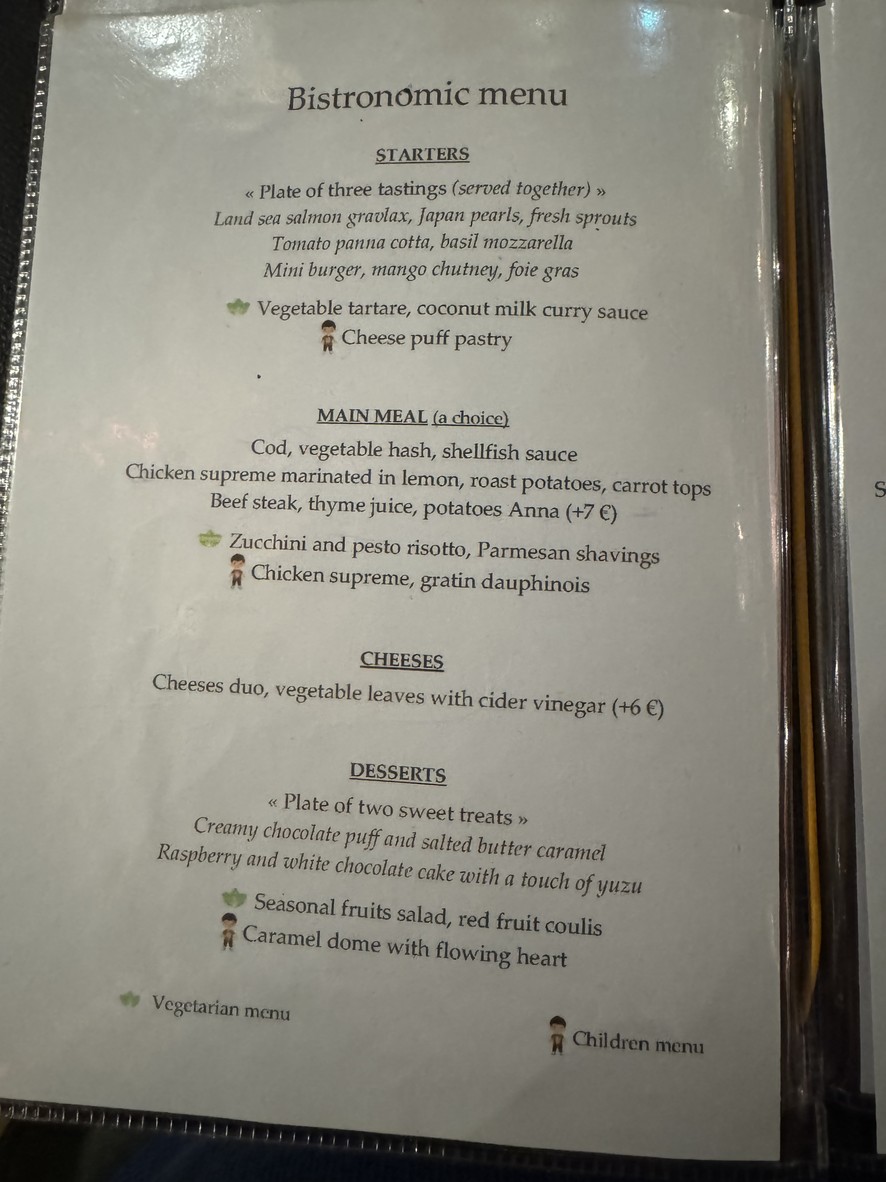 Eiffel Croisières - Péniche Ivoire menu 2