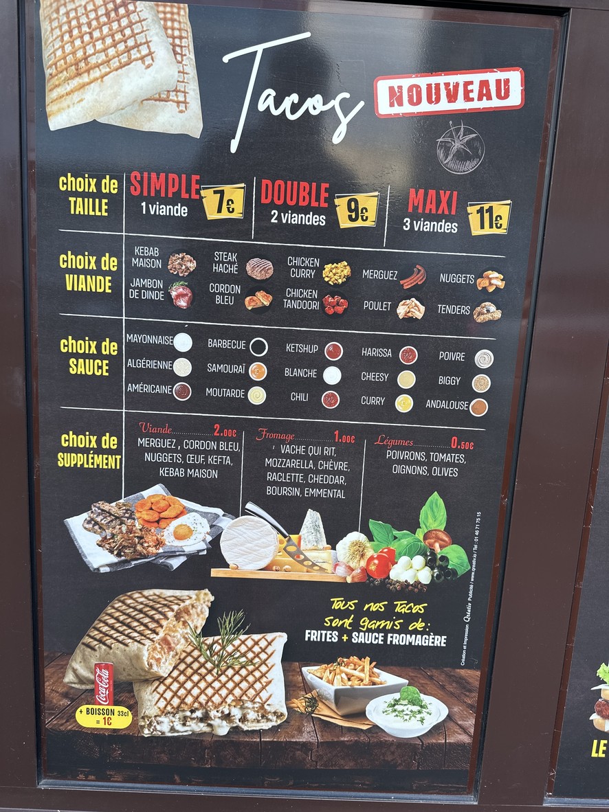Paris Kebab menu 2