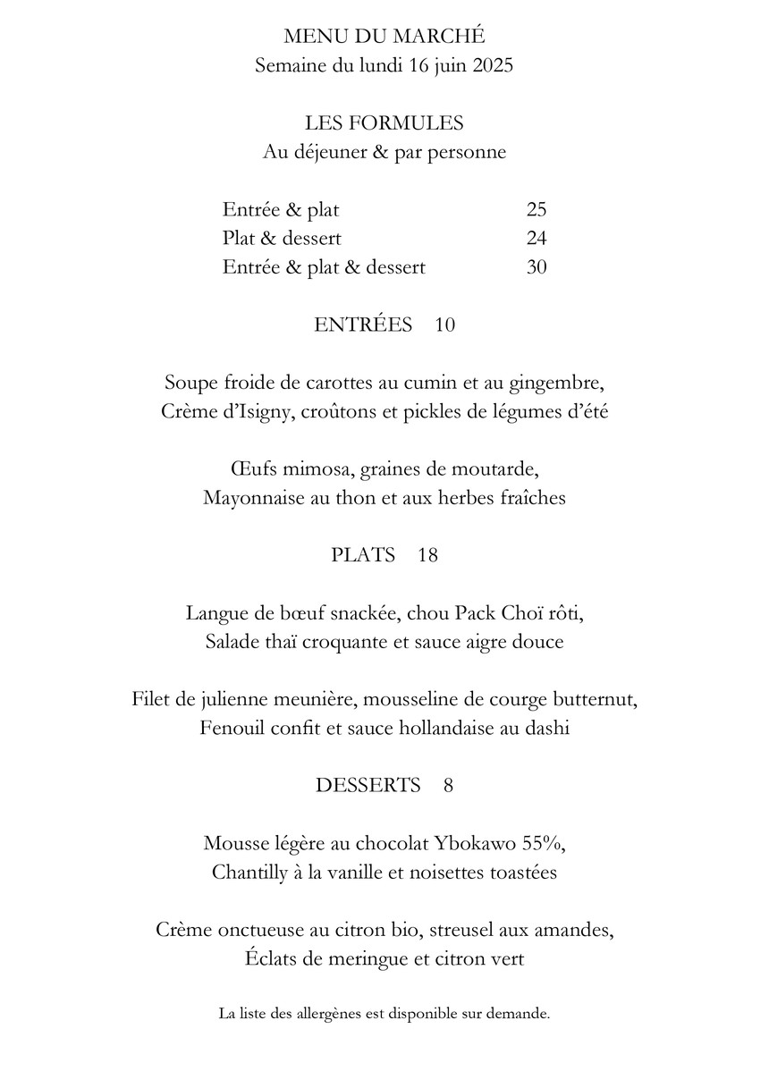 LES COMÉDIENS - Bistro des théâtres menu 1
