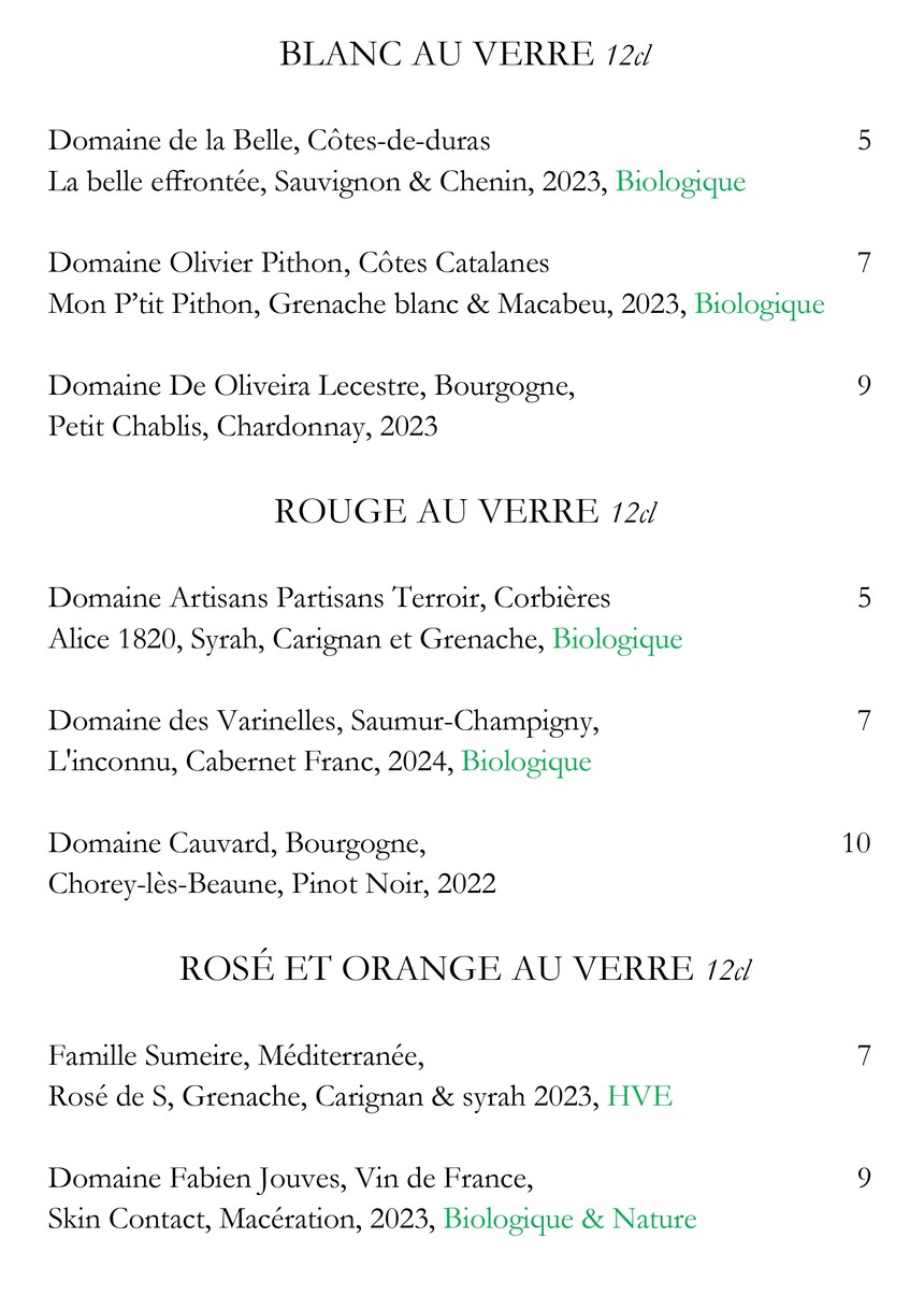 LES COMÉDIENS - Bistro des théâtres menu 3