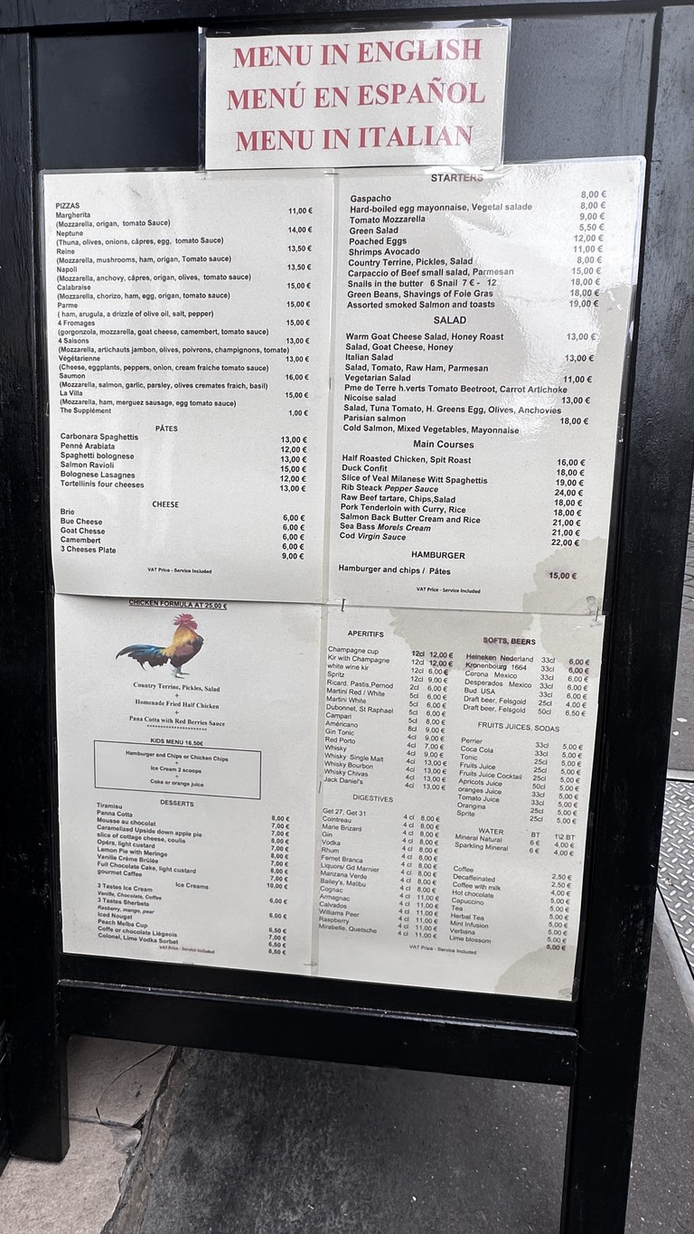 Le Coq en pâte menu 1