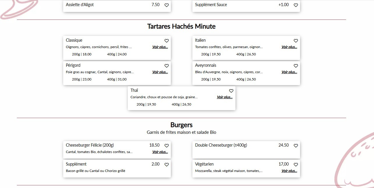 Félicie menu 1
