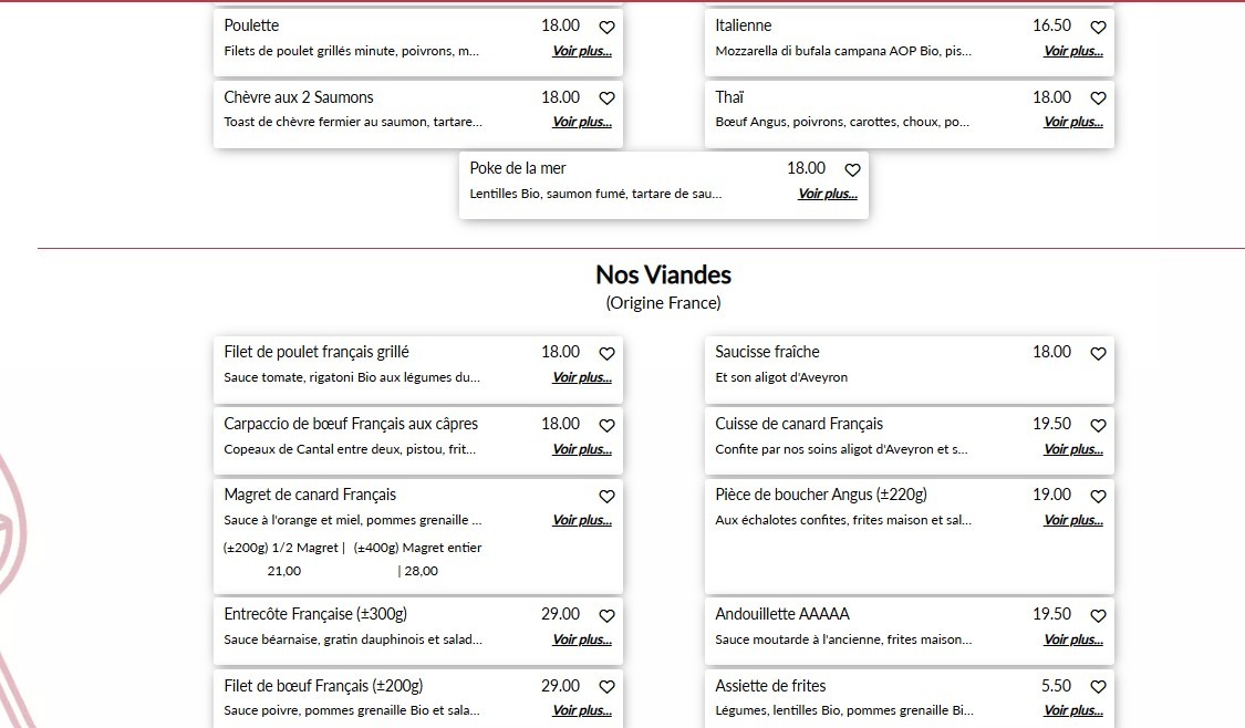 Félicie menu 2