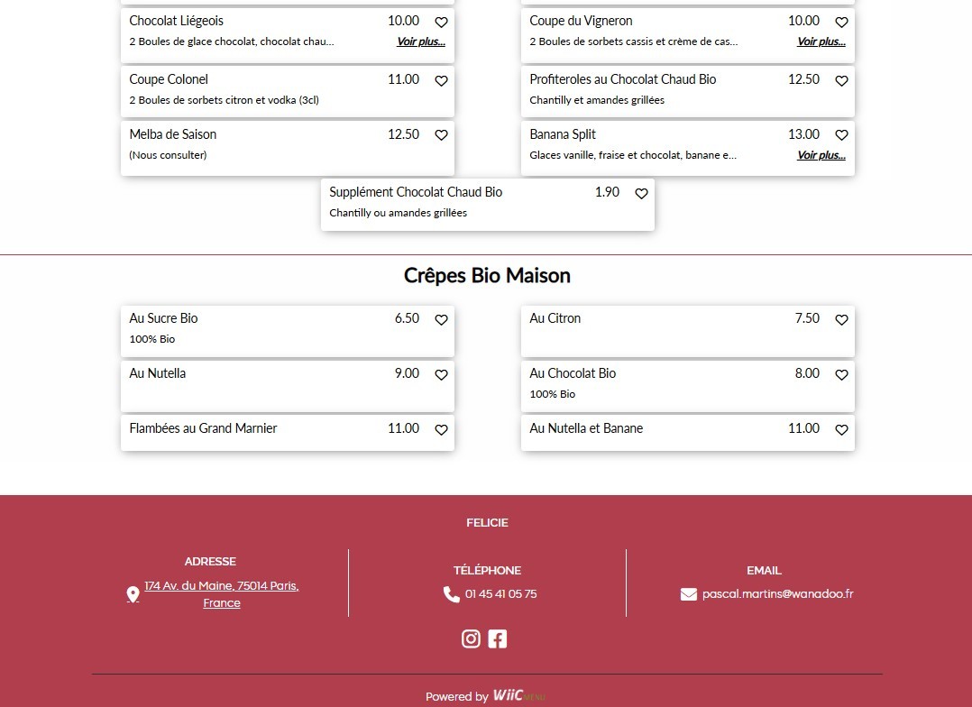 Félicie menu 3