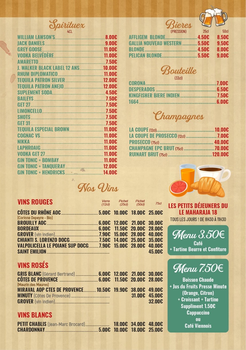 Le Maharaja 18 menu 3