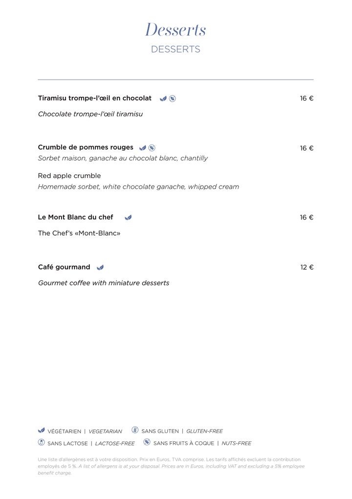 Restaurant de Sers menu 3