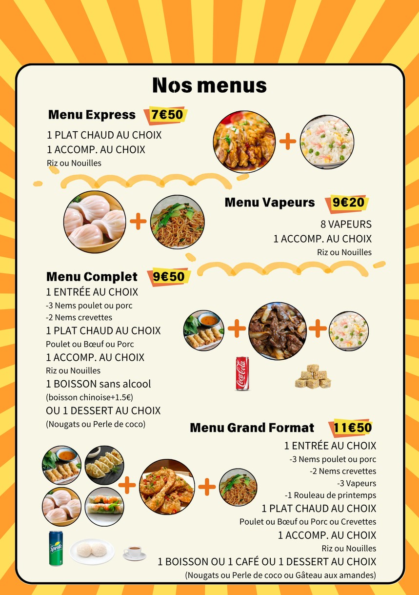Traiteur Asiatique 94220 Harmonie du Goût menu 1