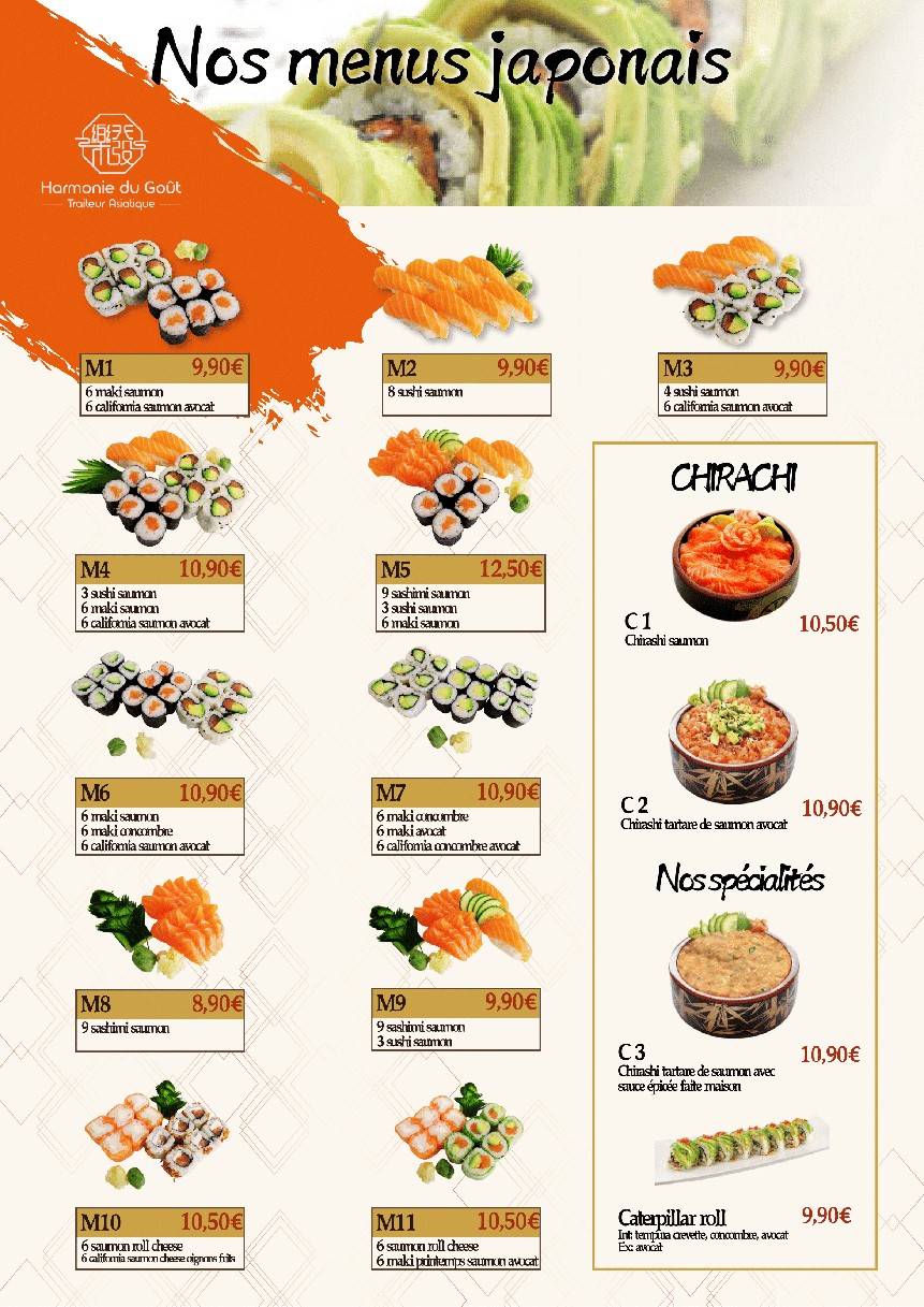 Traiteur Asiatique 94220 Harmonie du Goût menu 2