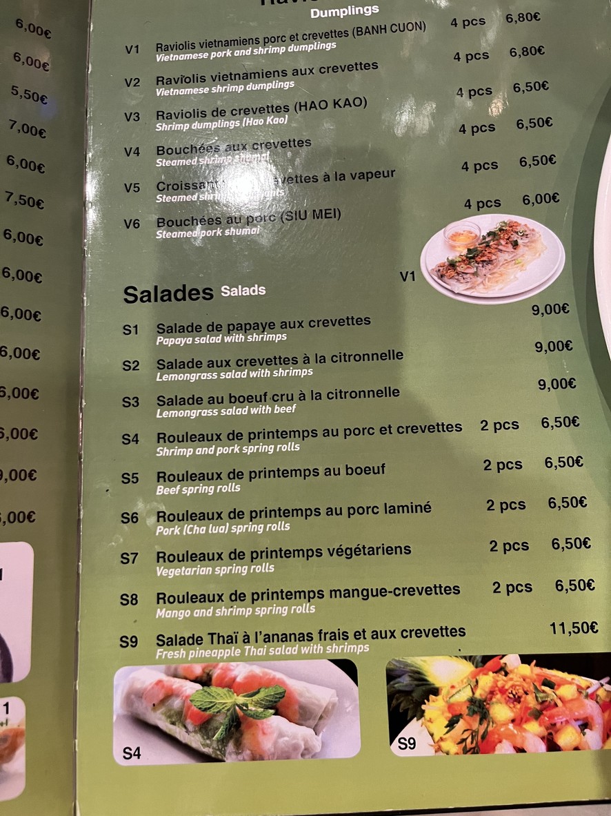 Asia bò bún menu 1