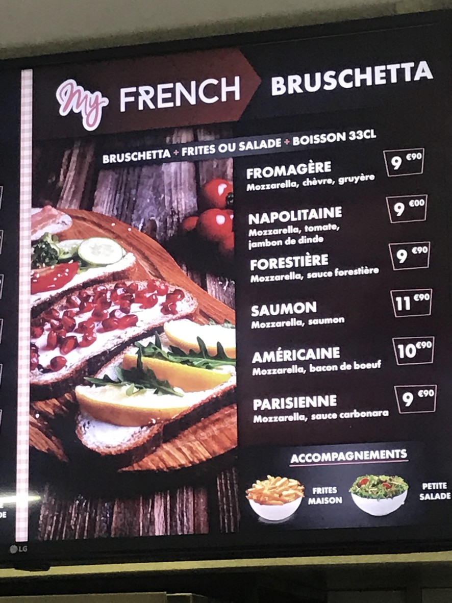 Mistral Club Bagnolet menu 1