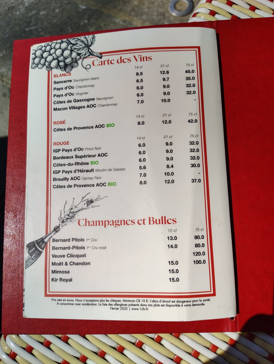 Aux Tours de Notre Dame menu 2