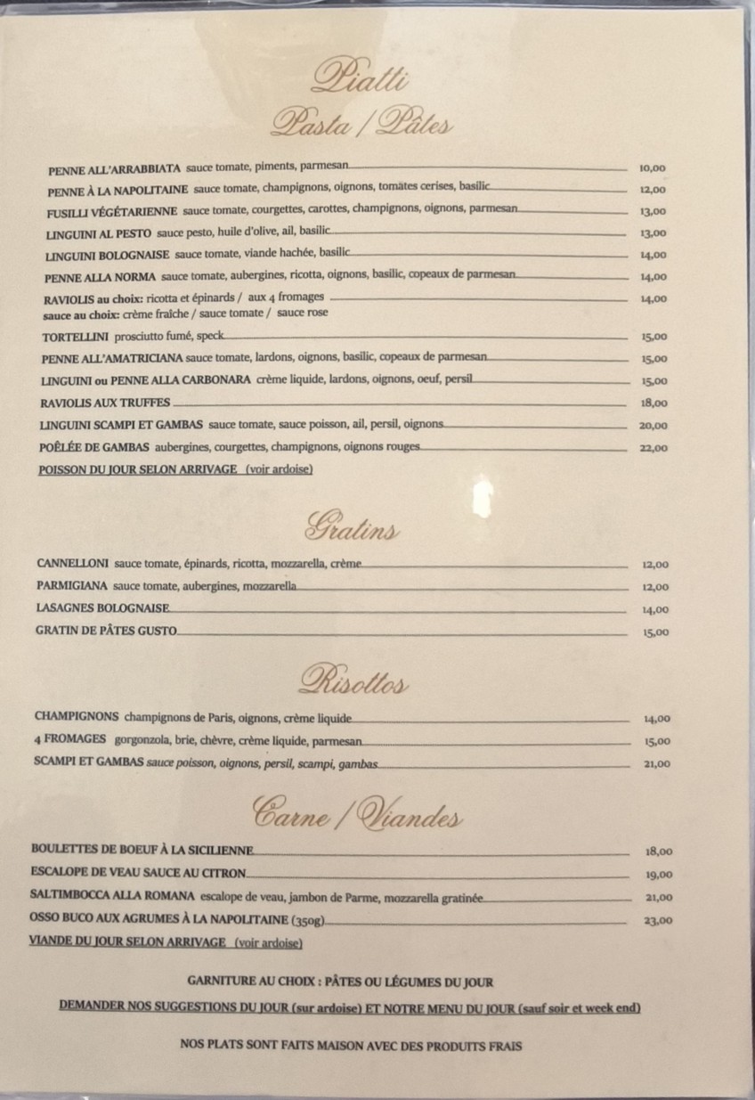 Gusto Italia 218 menu 2