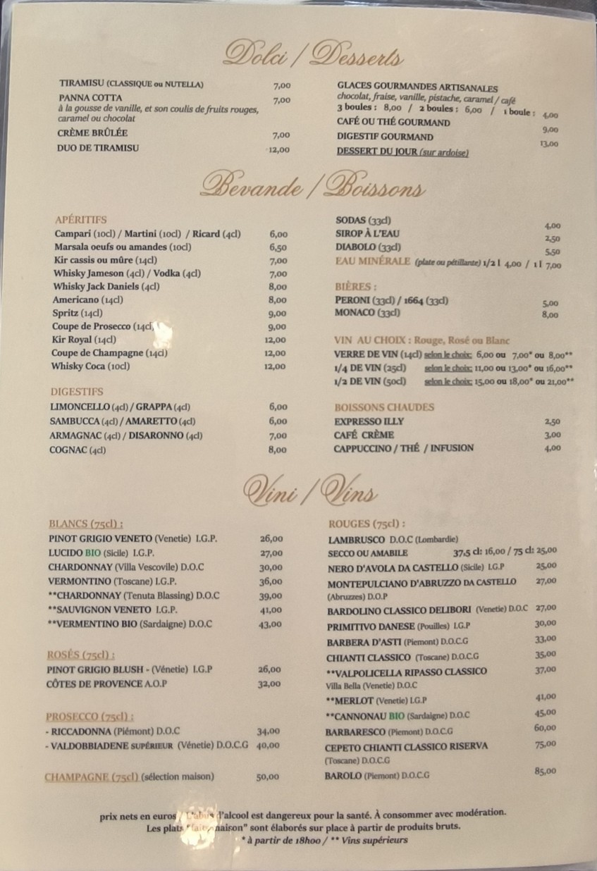 Gusto Italia 218 menu 3