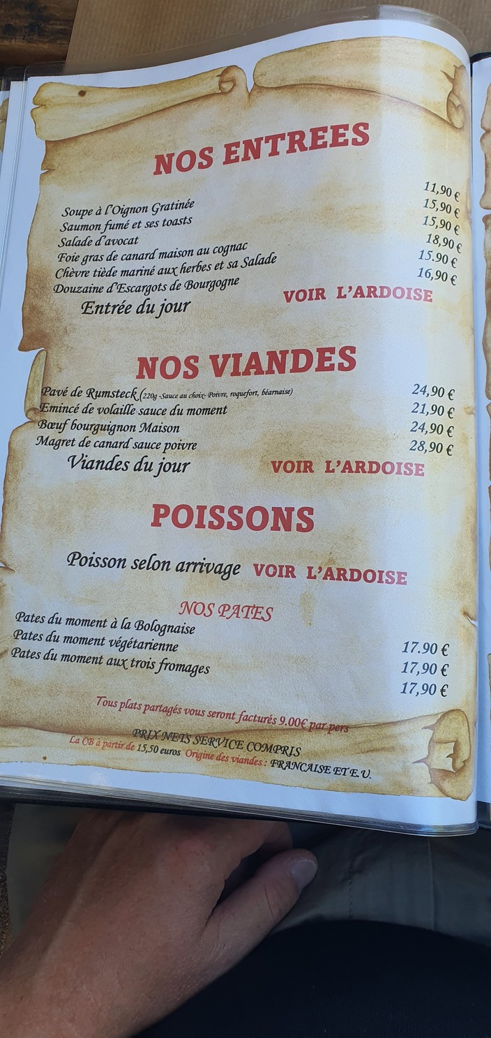 La Taverne de Montmartre menu 1