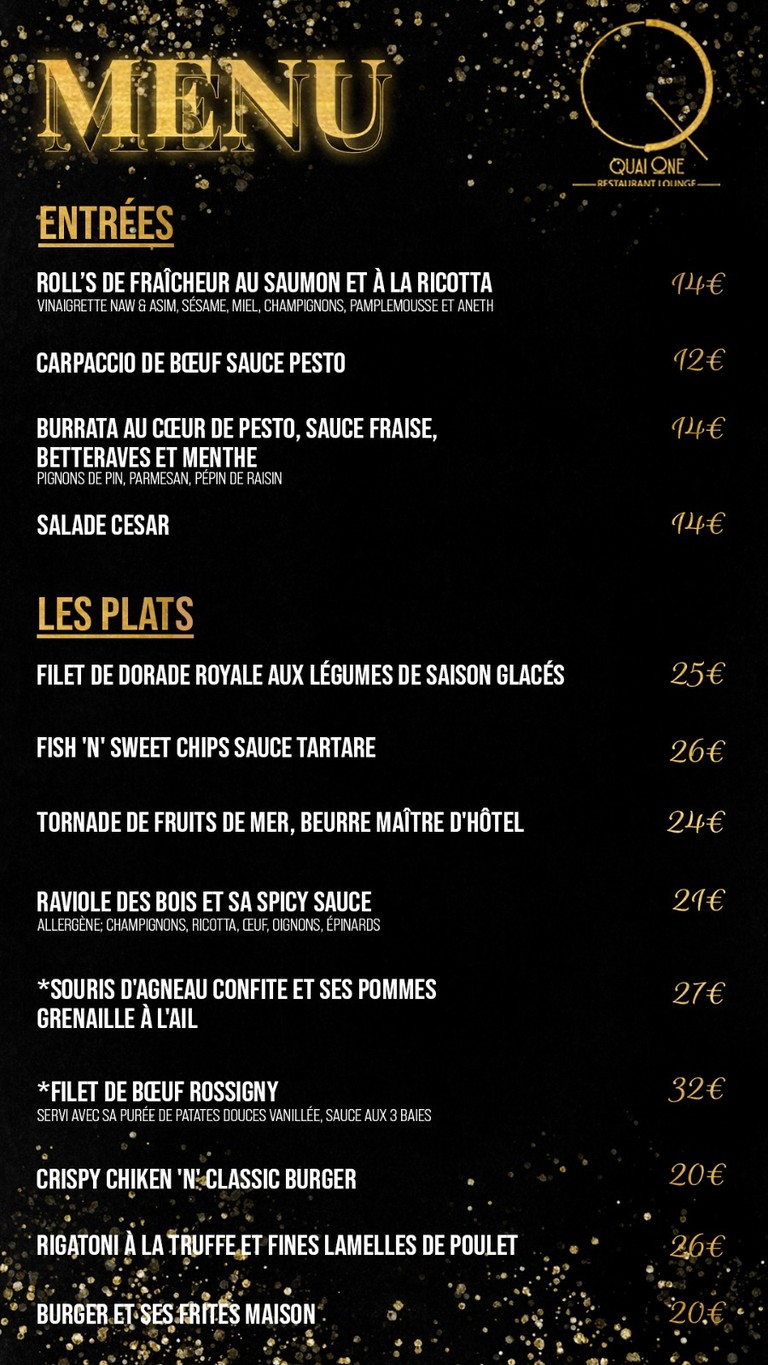 Quai One menu 1