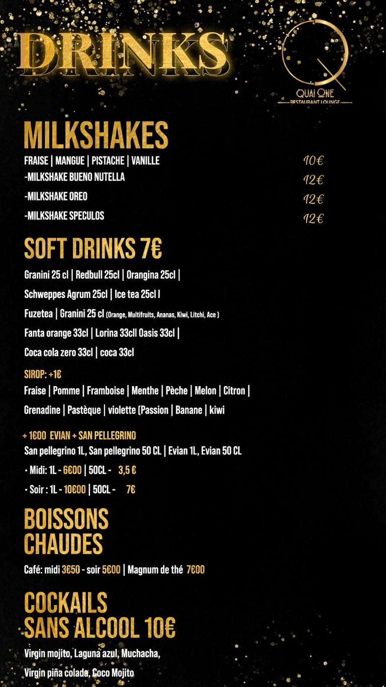Quai One menu 2