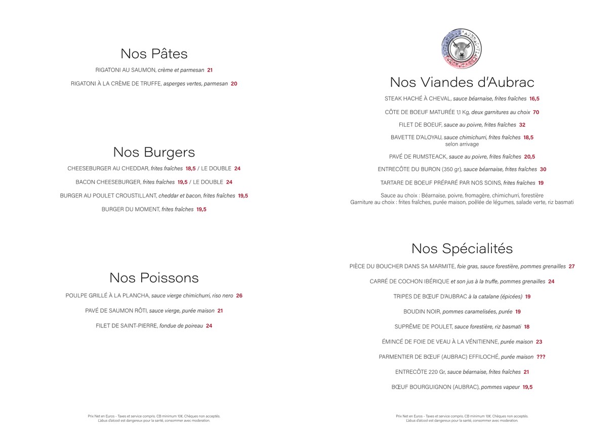 Le Central Bellevue menu 2