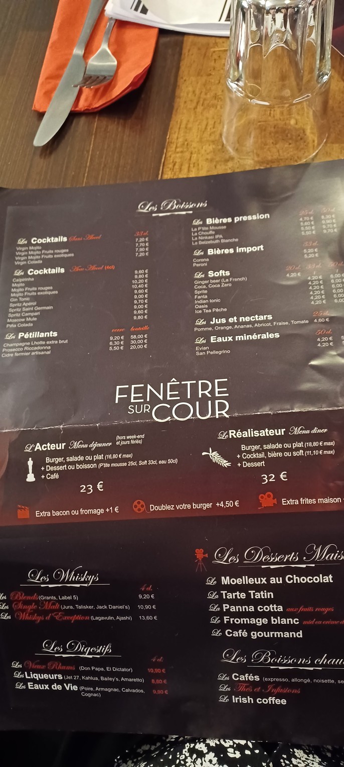 Fenêtre Sur Cour menu 3